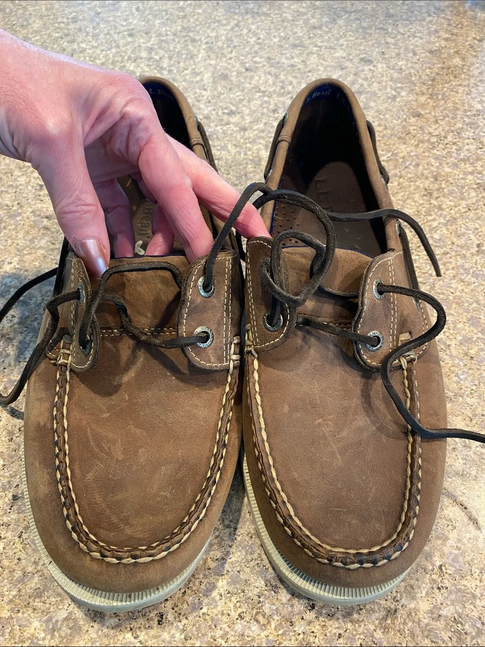 L.L. Bean Boat Shoes Mocs Leather Uppers 0WC63 Men’s Size 10 D